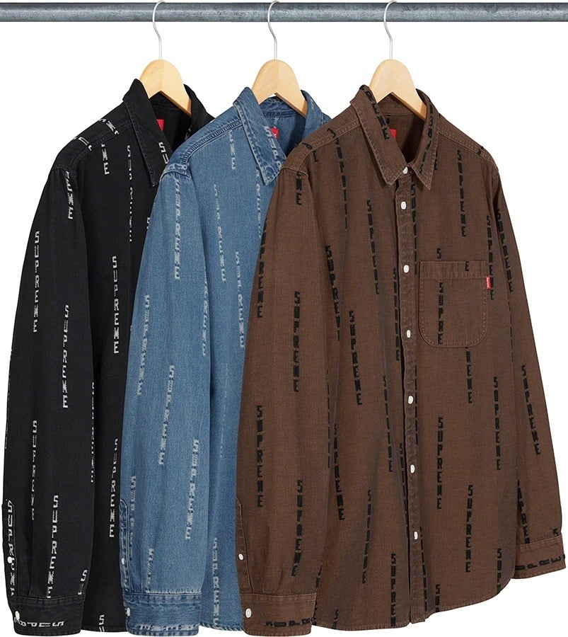 Logo Stripe Jacquard Denim Shirt